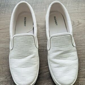 Old Navy Woven White Slip-Ons, Size-9